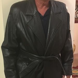 MENS FULL LENGTH BLACK LEATHER COAT
